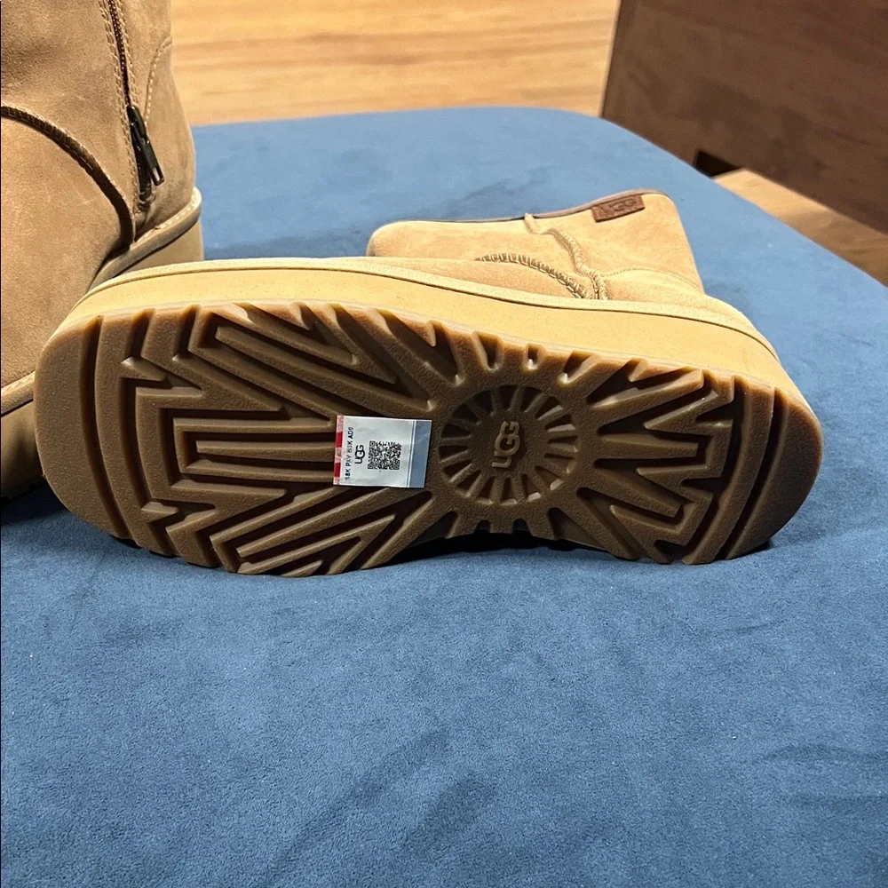 UGG Chestnut Suede Platform Mid-Calf Winter Boots